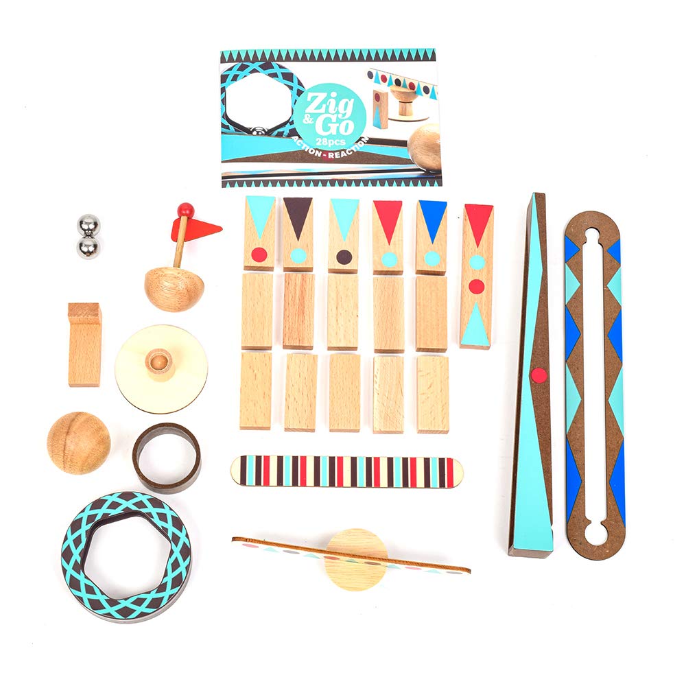 DJECO Zig & Go 48-Piece Set – Domino Track Builder for Creative STEM Play