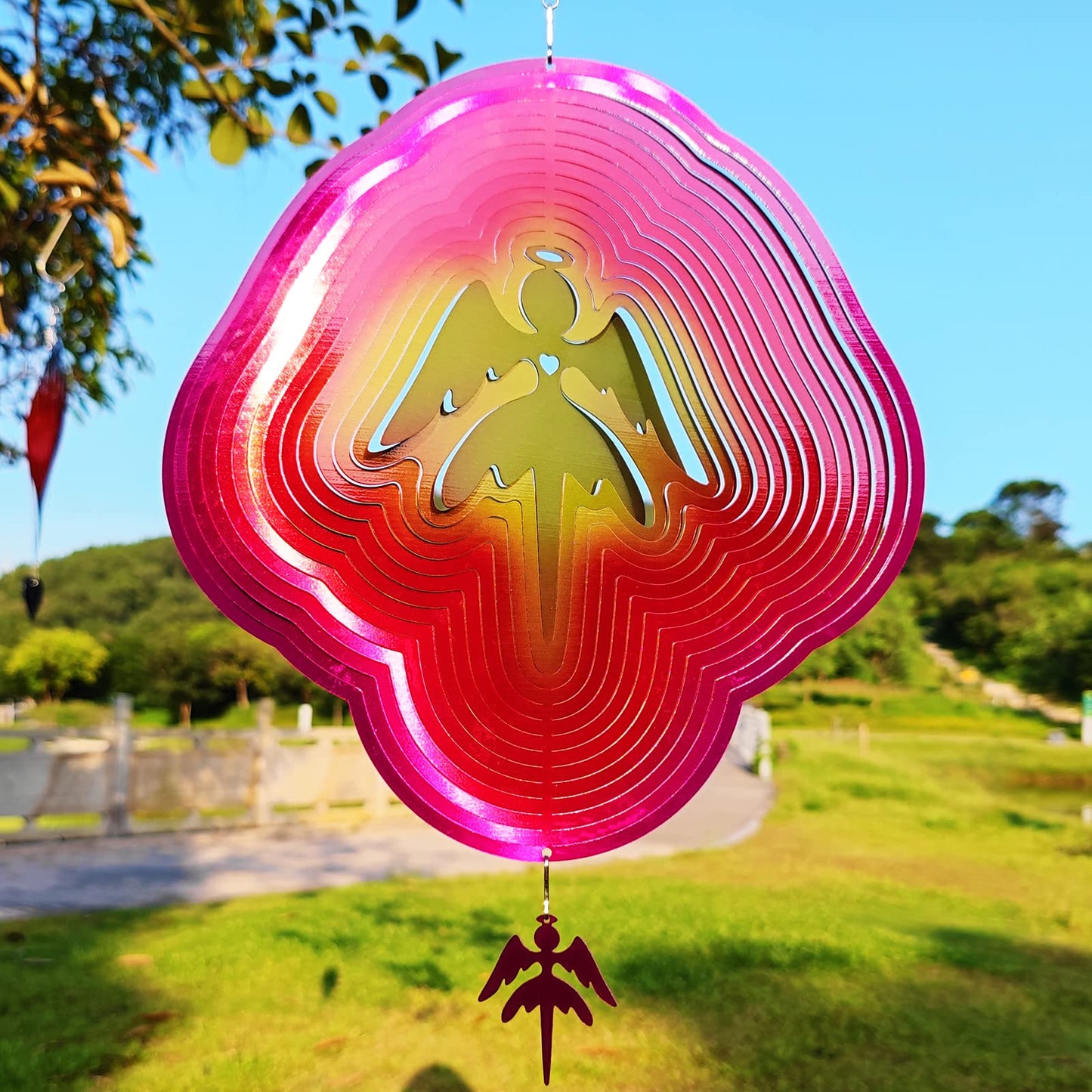 DJUAN Angel Wind Spinners – Large Colorful Outdoor Metal Wind Chimes for Yard & Garden