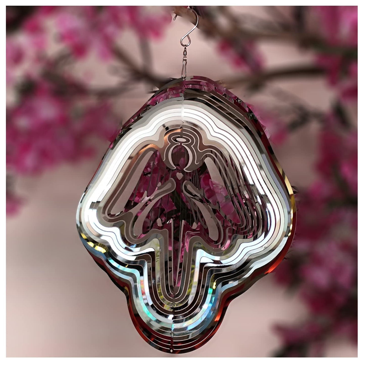 DJUAN Reflective Angel Wind Spinners – Outdoor Garden Decor & Bird Deterrent