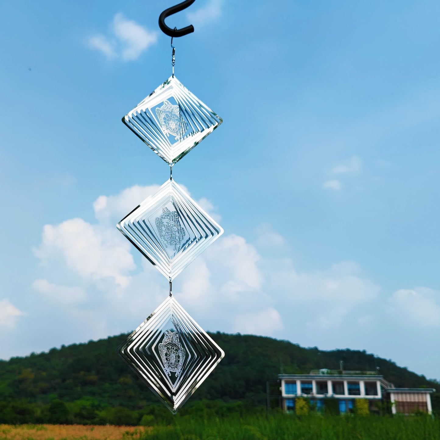 DJUAN Bird Deterrents for Outside – Reflective Stainless Steel Frog Wind Spinners