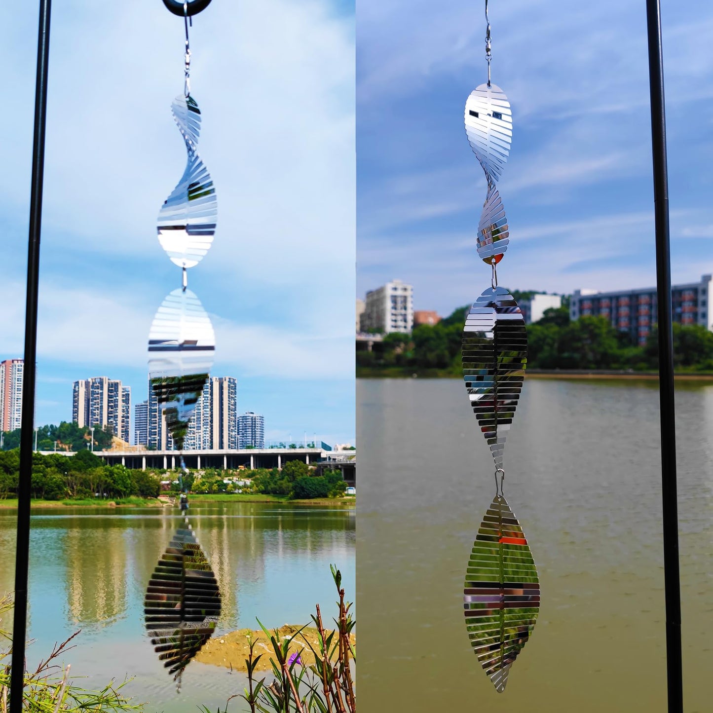 DJUAN Metal Bird Scare Discs Set - Reflective Wind Spinners for Garden