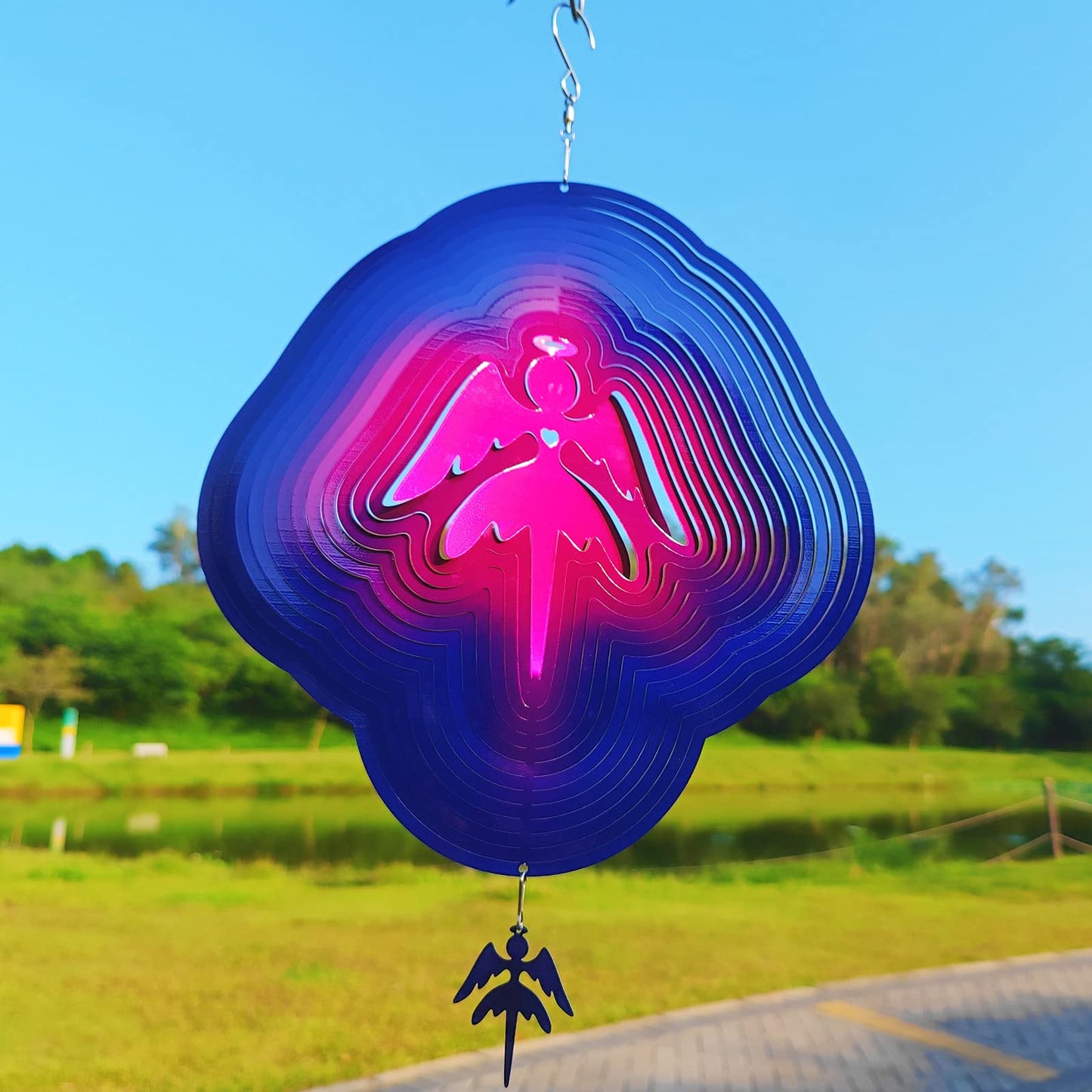 DJUAN Angel Wind Spinners – Large Colorful Outdoor Metal Wind Chimes for Yard & Garden