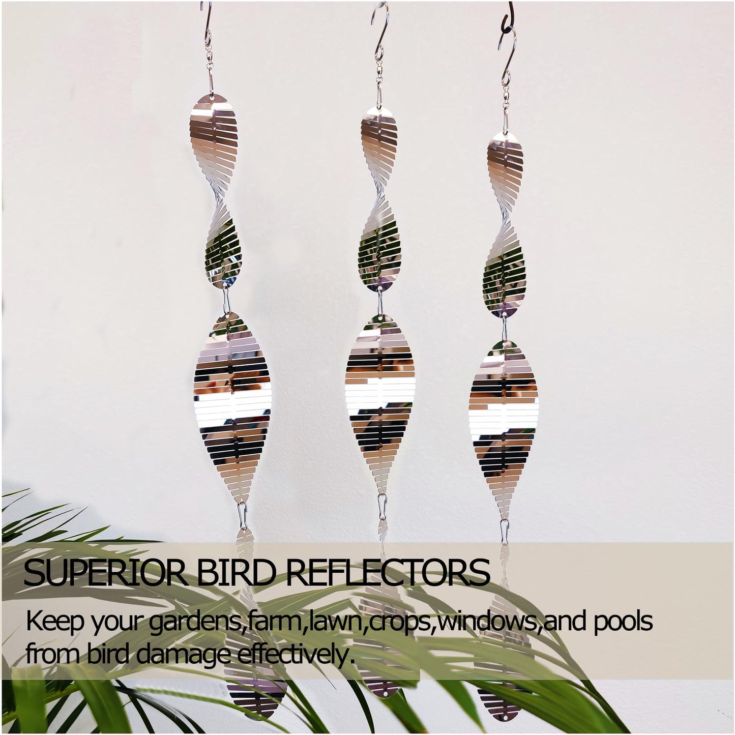DJUAN Metal Bird Scare Discs Set - Reflective Wind Spinners for Garden
