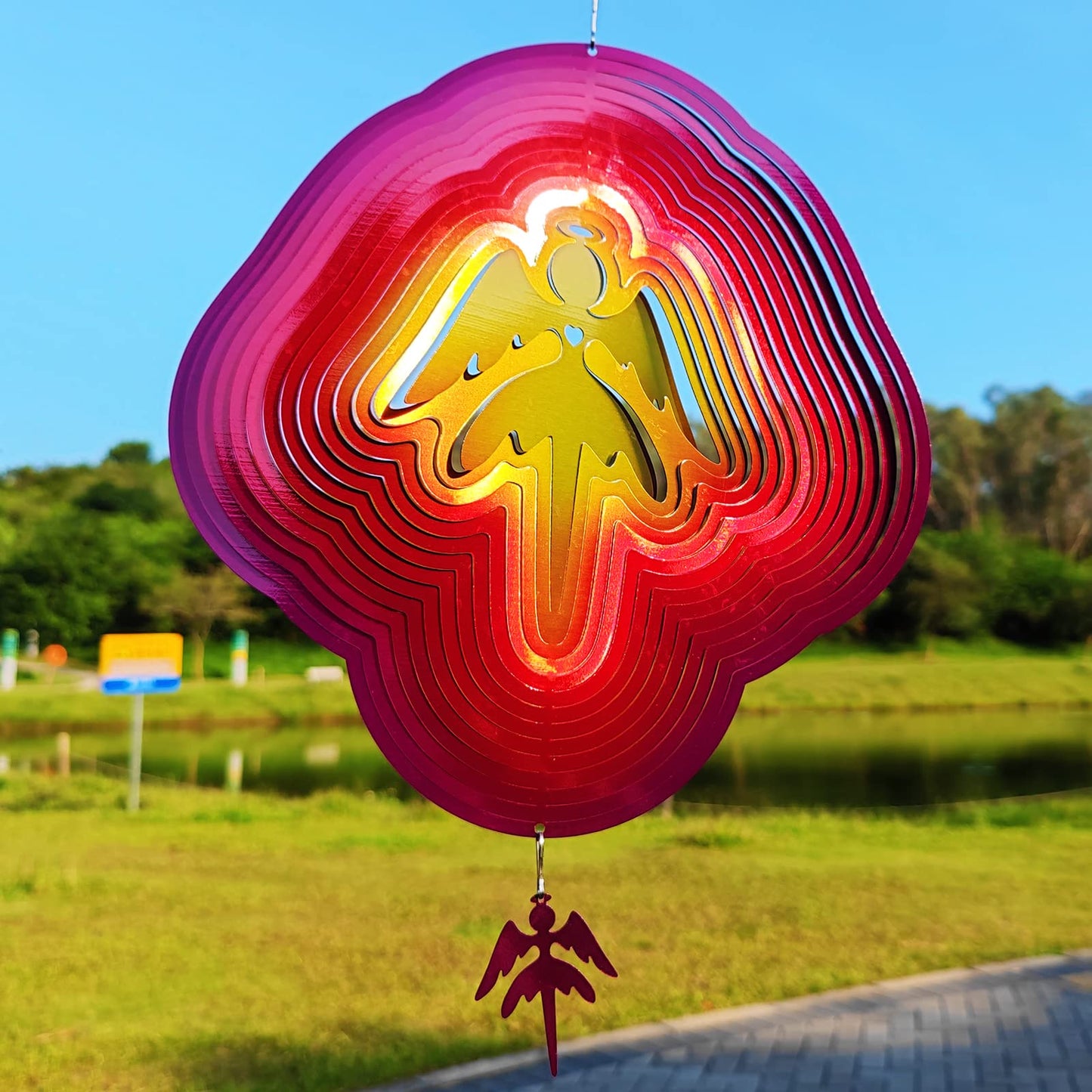 DJUAN Angel Wind Spinners – Large Colorful Outdoor Metal Wind Chimes for Yard & Garden