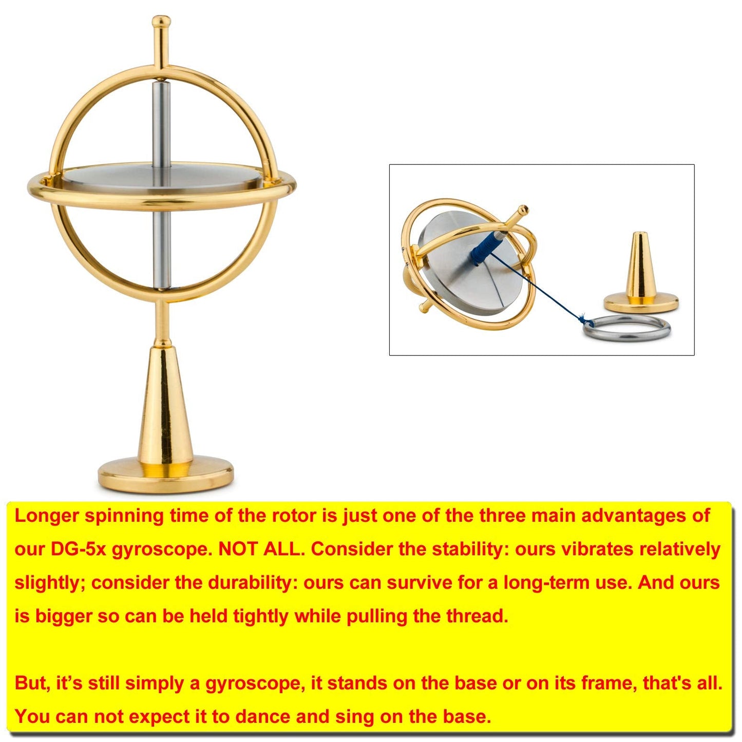 DjuiinoStar DG-5PRO-01 Heavy Duty Gyroscope — 8,000 RPM, Solid Stainless Steel Rotor