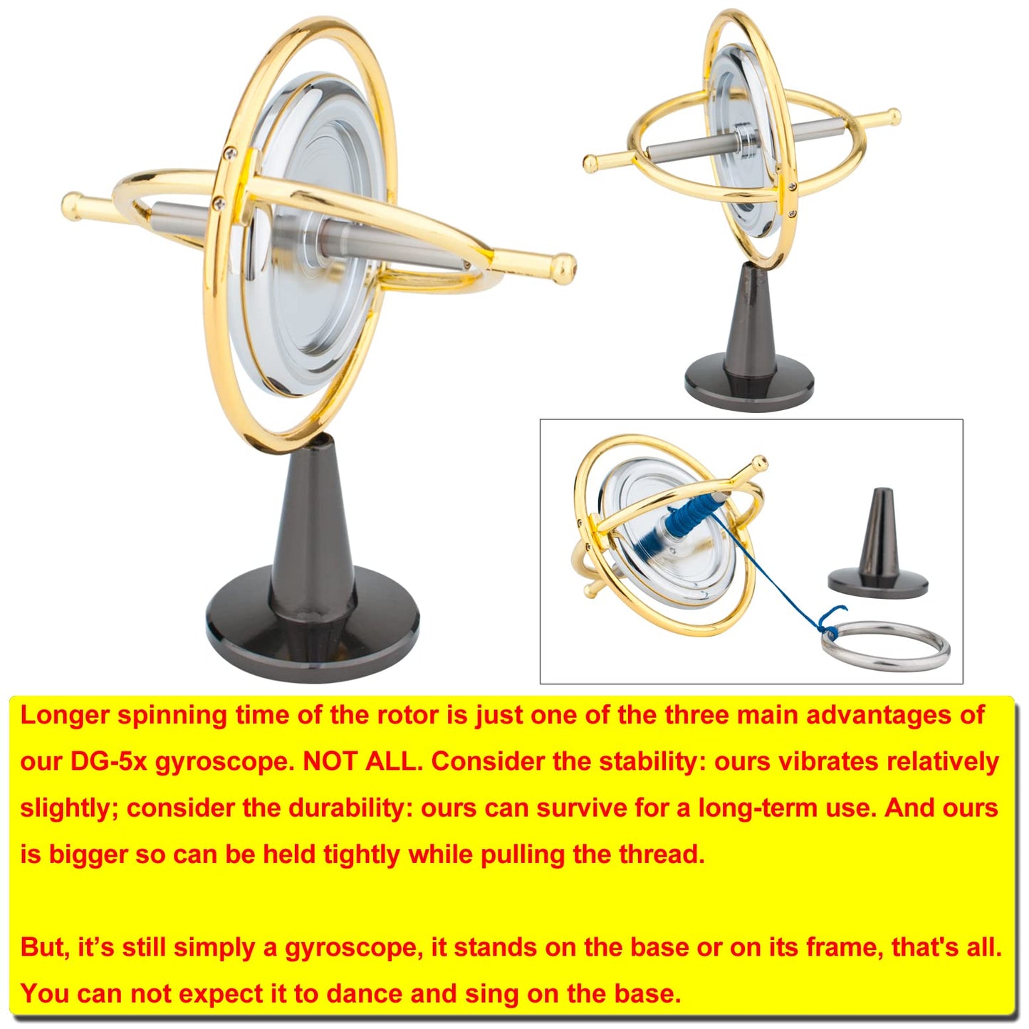 DjuiinoStar Heavy Duty Gyroscope DG-5PROLite-03 — CNC Steel Rotor, Long Spin