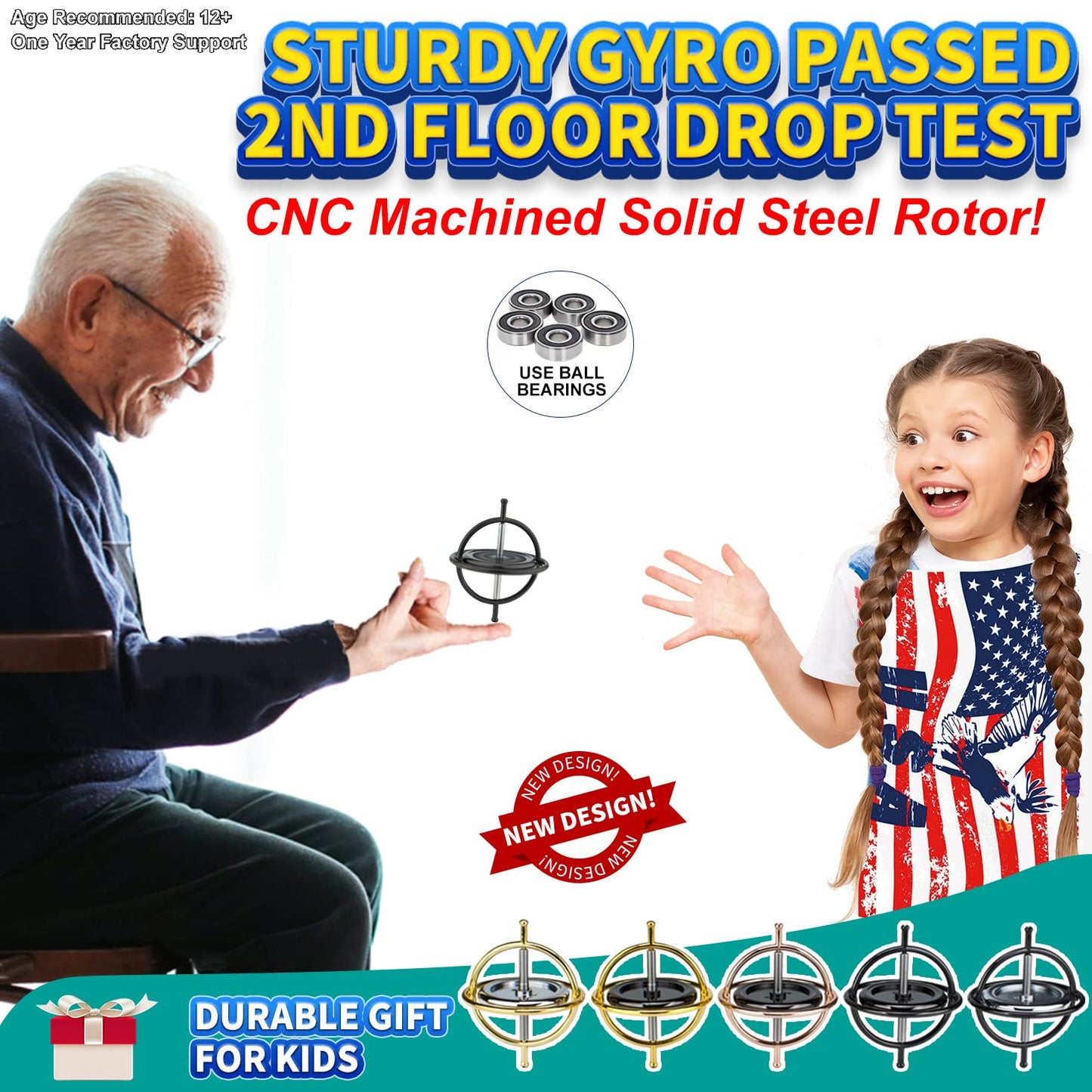 DjuiinoStar Heavy Duty Gyroscope DG-5PROLite-03 — CNC Steel Rotor, Long Spin
