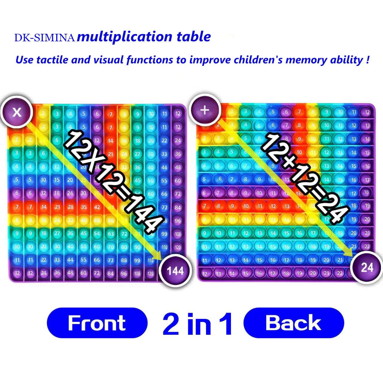 DK-SIMINA 2-in-1 Multiplication & Addition Table | Rainbow Dimple Fidget Toy
