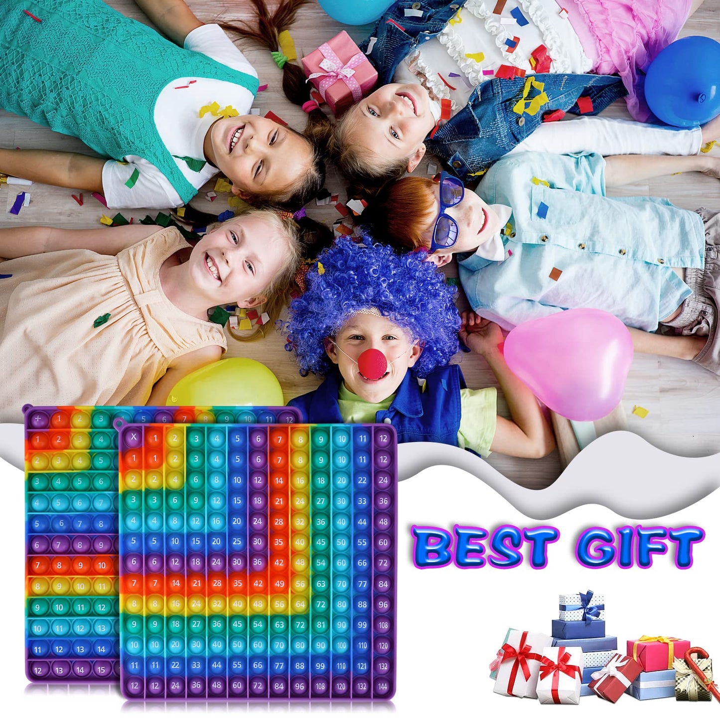 DK-SIMINA 2-in-1 Multiplication & Addition Table | Rainbow Dimple Fidget Toy