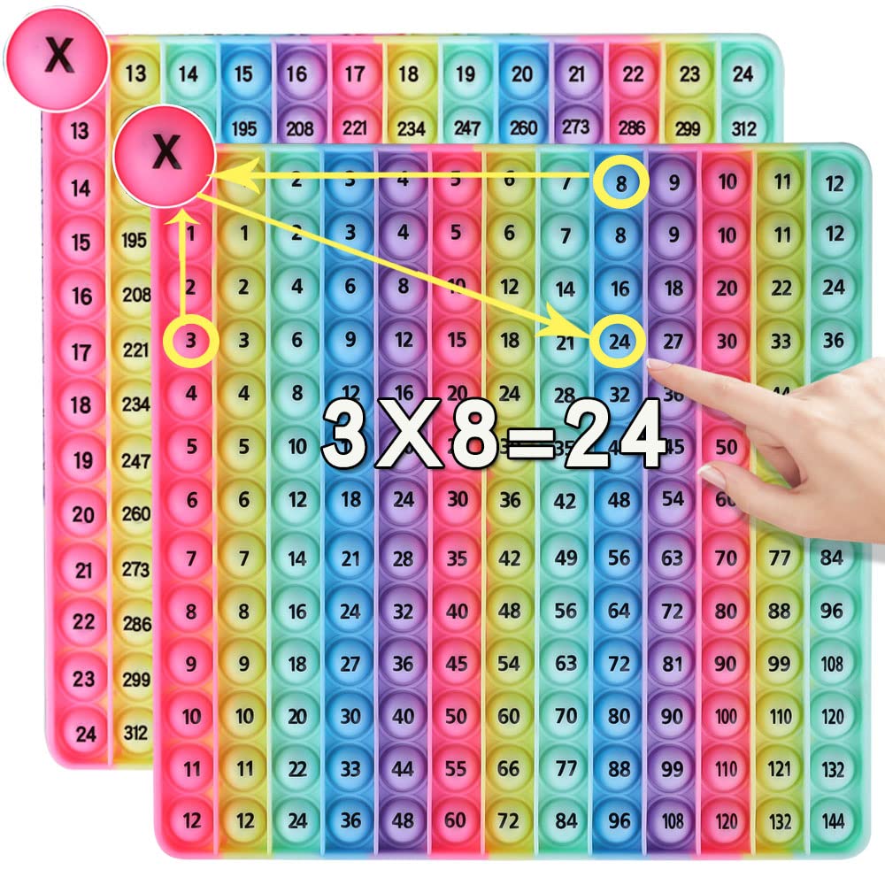 DK-SIMINA Double-Sided Multiplication Tables Game — 12x12 and 12x24 POP Bubble Toy