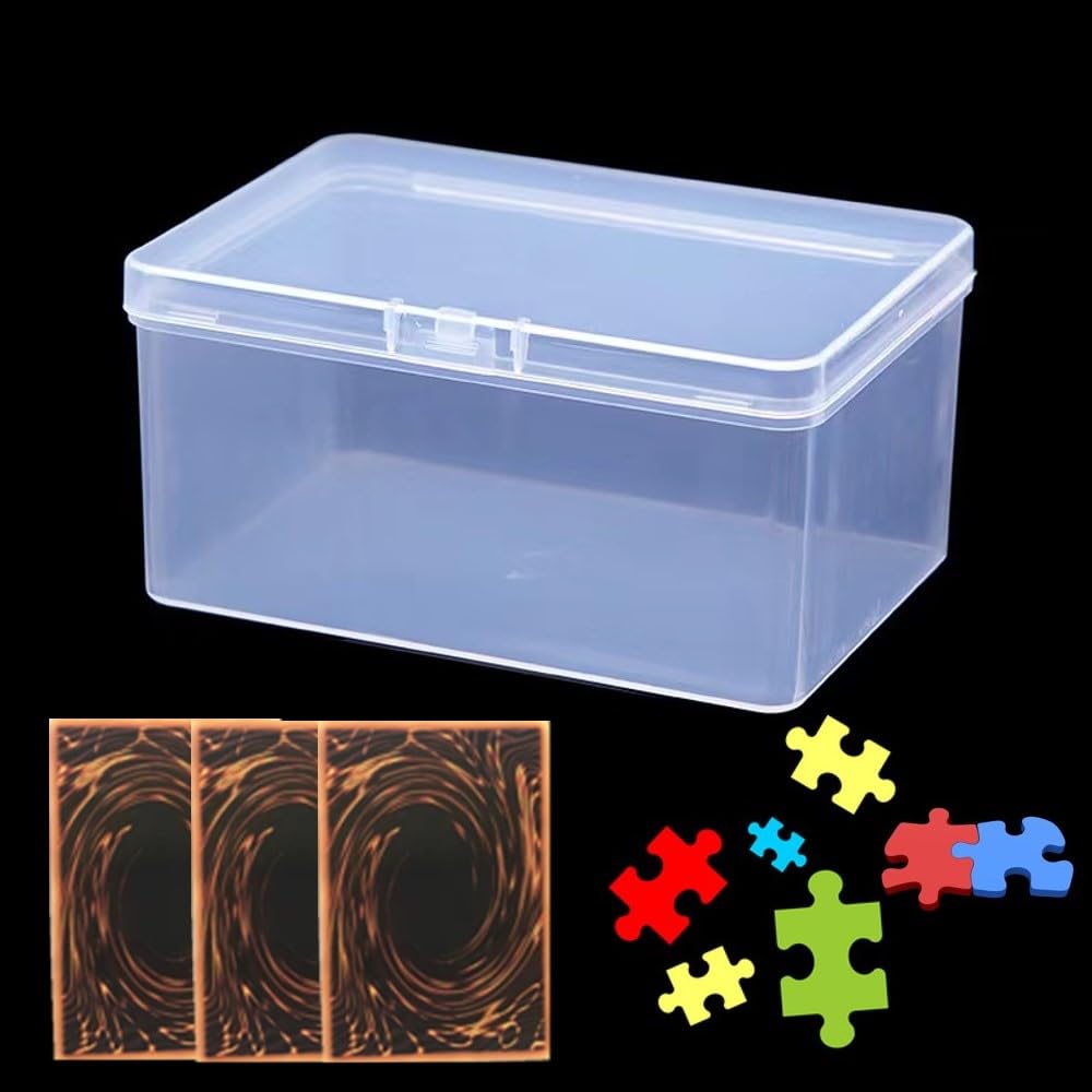 DKAOVH 2-Pack Clear Card Storage Boxes – Durable Plastic Cases for Trading Cards, Puzzles, Chess Pieces & Accessories