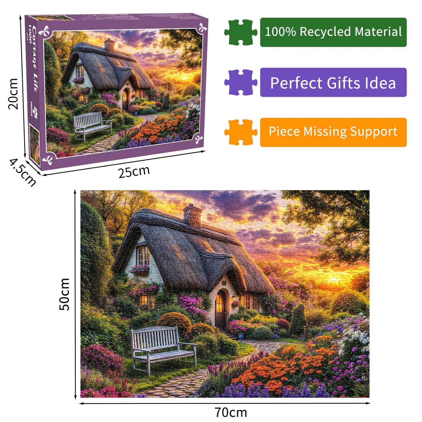 Cottage Life 1000-Piece Jigsaw Puzzle for Adults by DKijoys | Country Life Collection