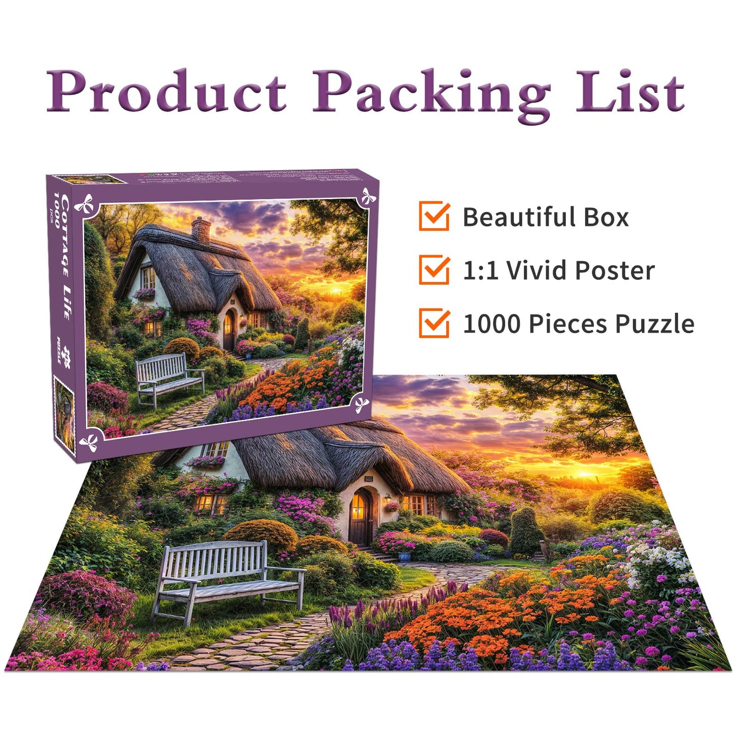 Cottage Life 1000-Piece Jigsaw Puzzle for Adults by DKijoys | Country Life Collection