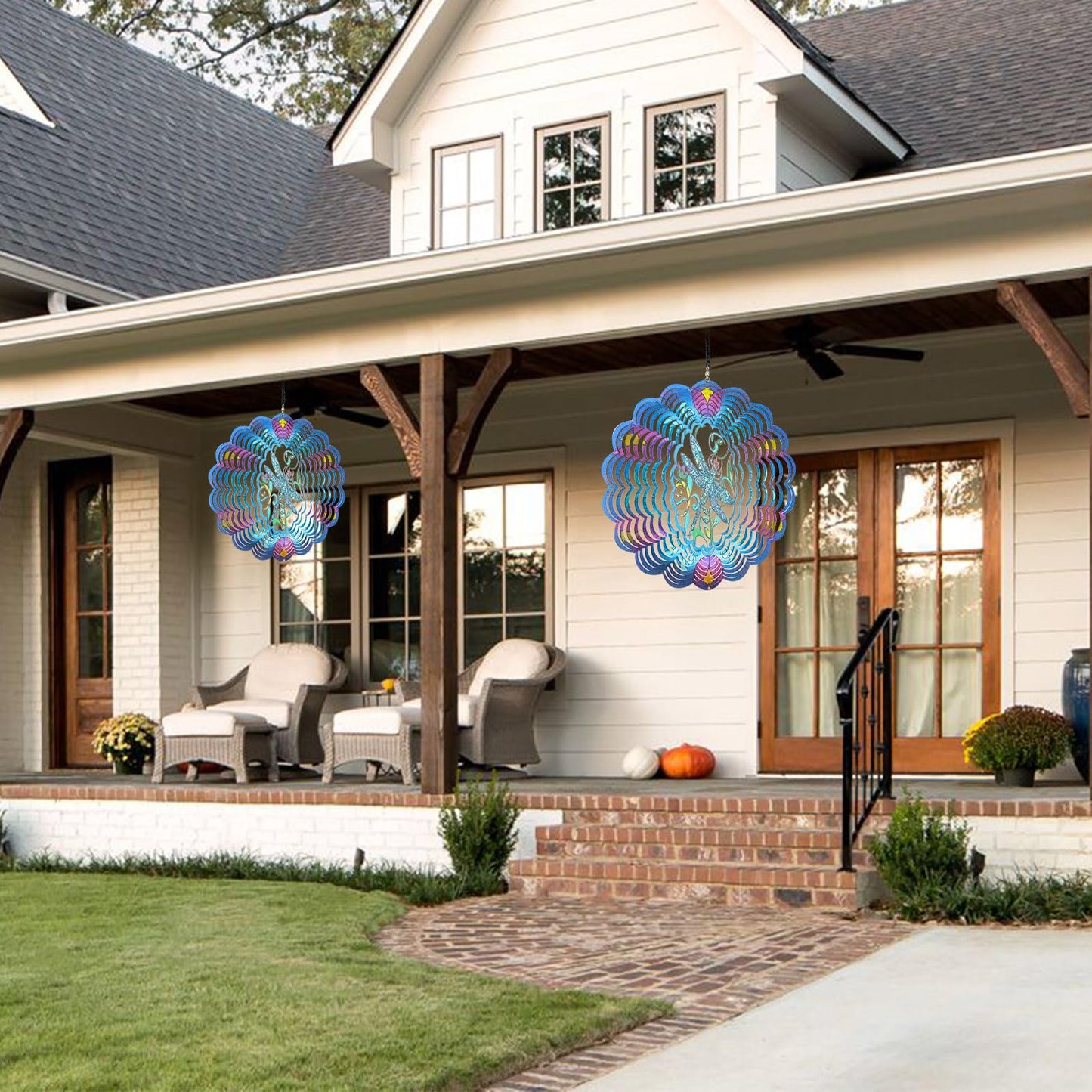 DKJOCKY Dragonfly Metal Wind Spinner – 12-Inch Outdoor Garden Decor & Hanging Ornament