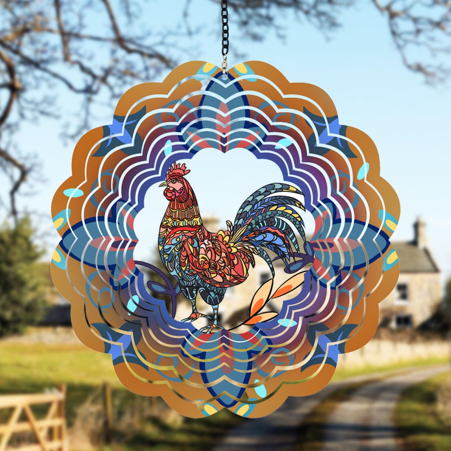 DKJOCKY Rooster Wind Spinner – 12-Inch Metal Garden Decor for Outdoor & Indoor Use
