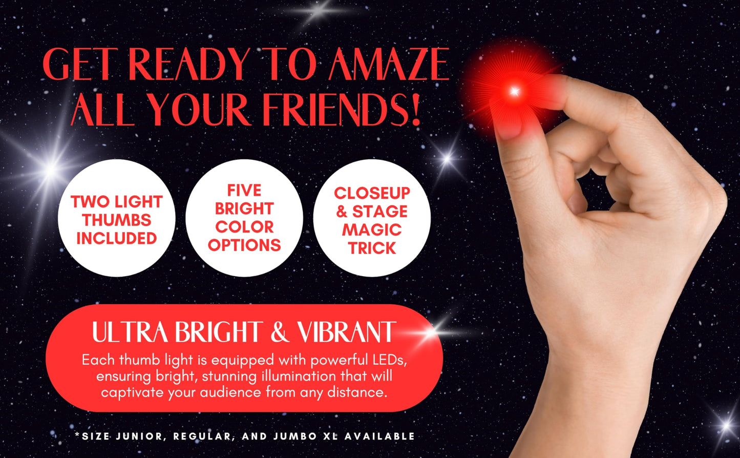 D'lite Magic Thumb Lightup Trick Set – 2 Ultra-Bright Light Fingers for Closeup & Stage Magic