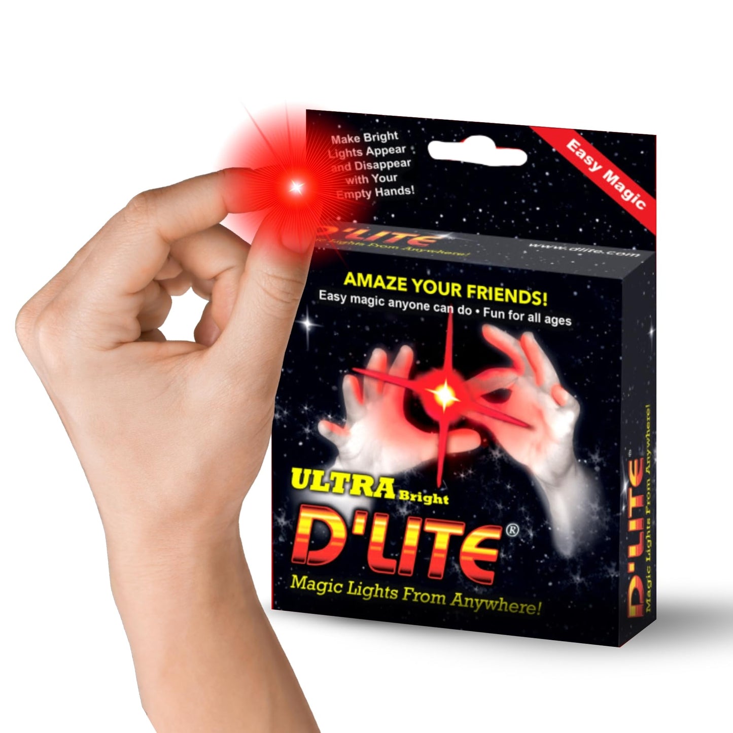 D'lite Magic Thumb Lightup Trick Set – 2 Ultra-Bright Light Fingers for Closeup & Stage Magic