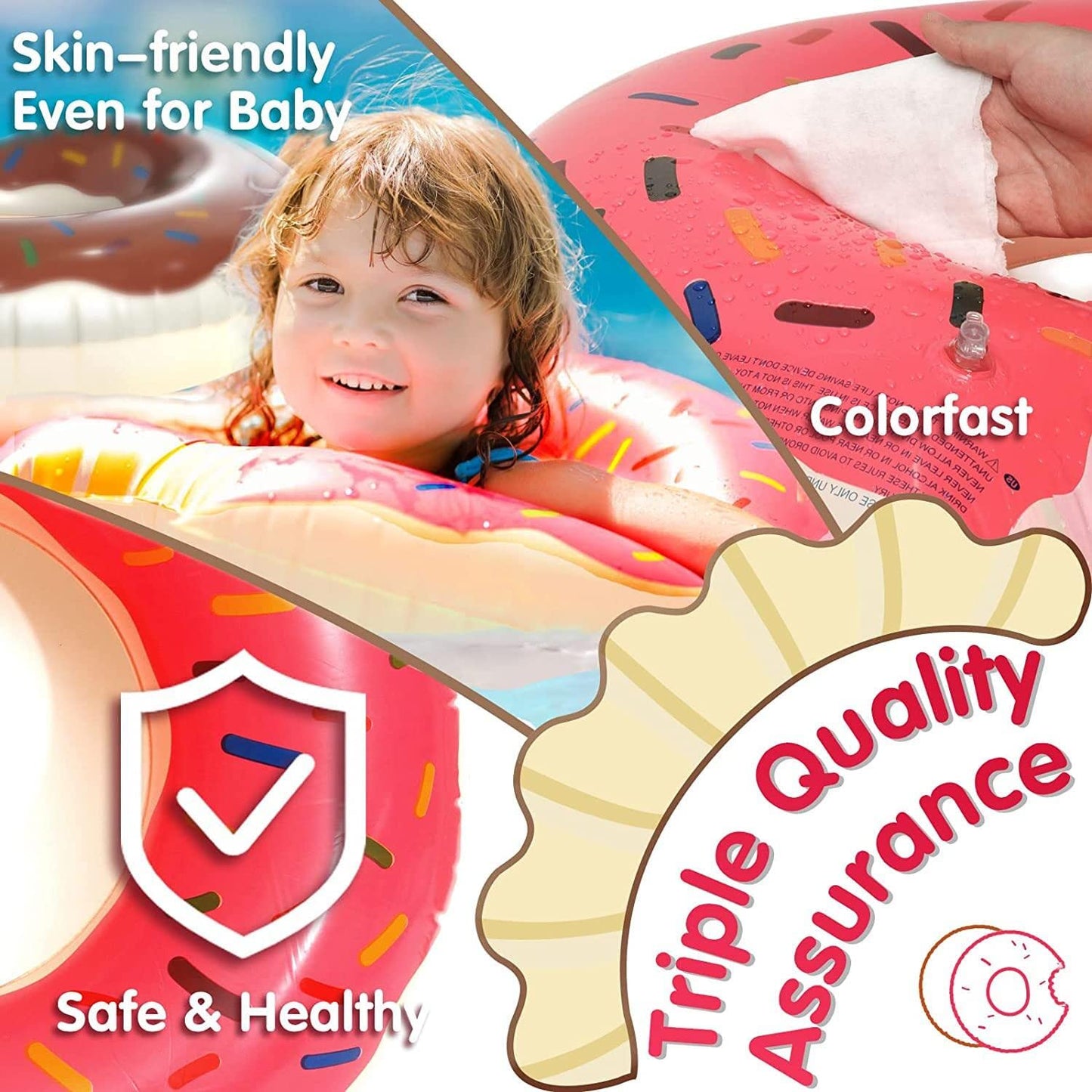 DMAR Donut Pool Float for Kids – 23.4-Inch Pink Donut
