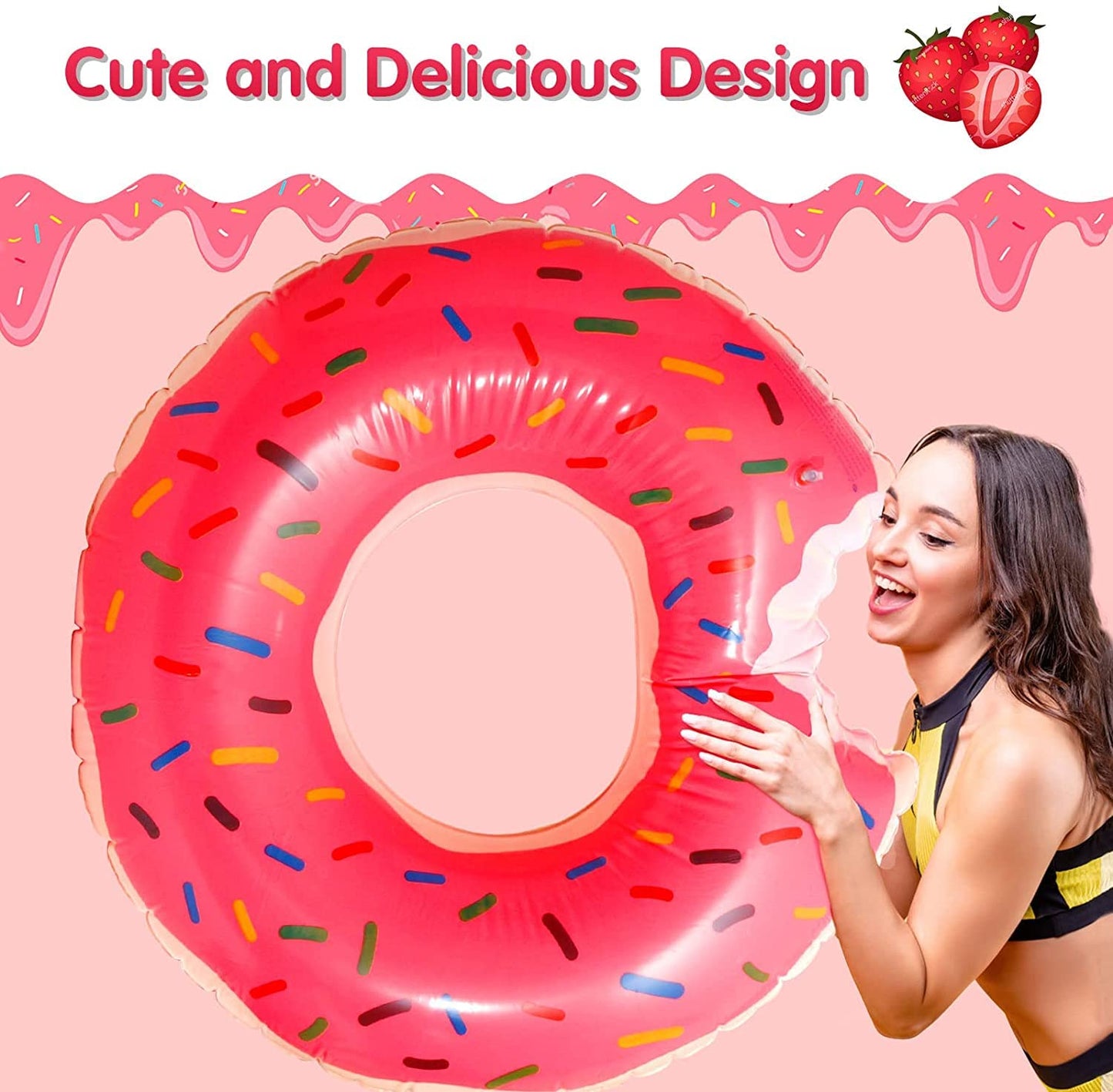 DMAR Donut Pool Float for Kids – 23.4-Inch Pink Donut