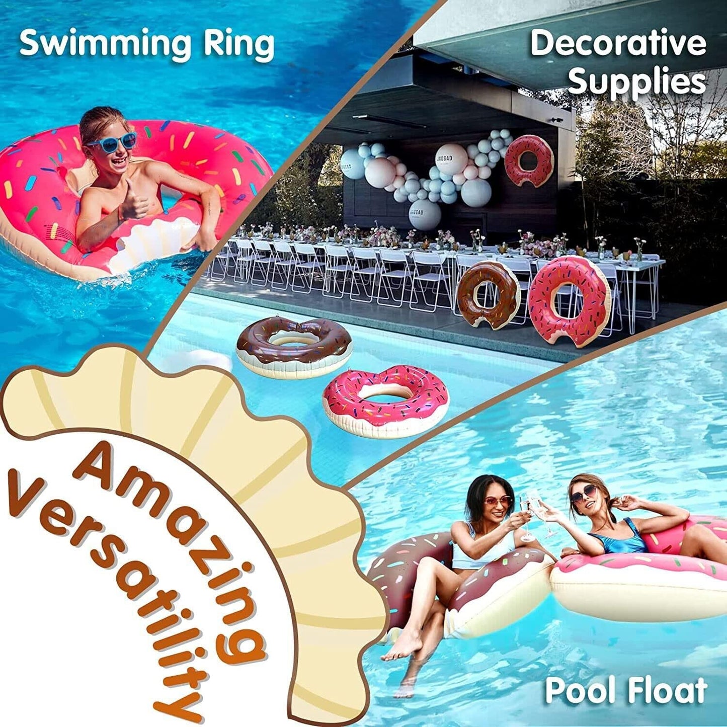 DMAR Donut Pool Float for Kids – 23.4-Inch Pink Donut