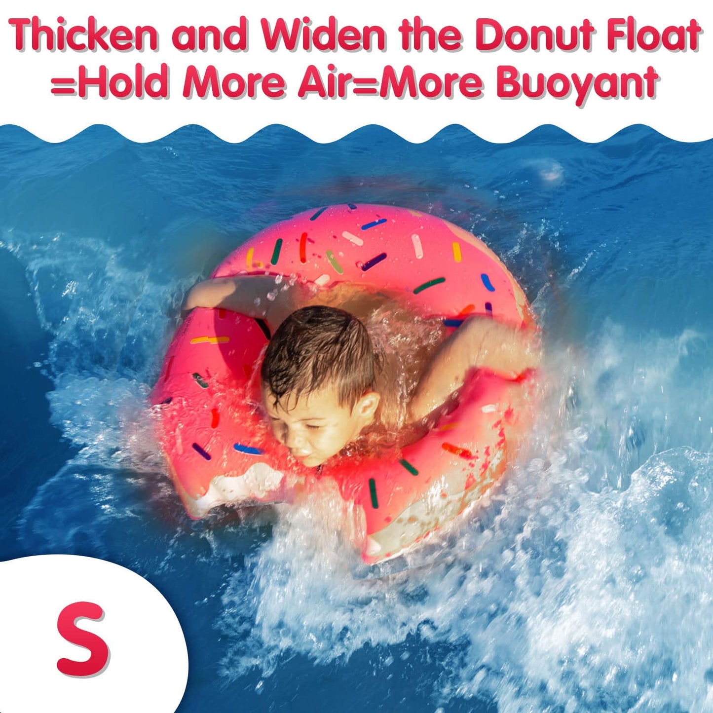 DMAR Donut Pool Float for Kids – 23.4-Inch Pink Donut