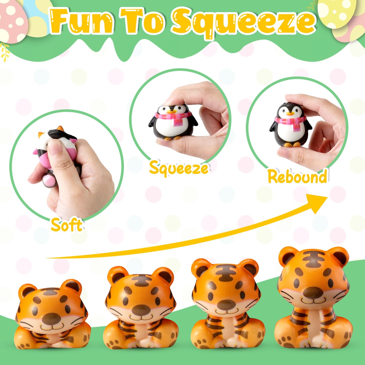 DMIGHT 24 Pack Filled Easter Eggs – Prefilled Squishy Animal Toys for Kids