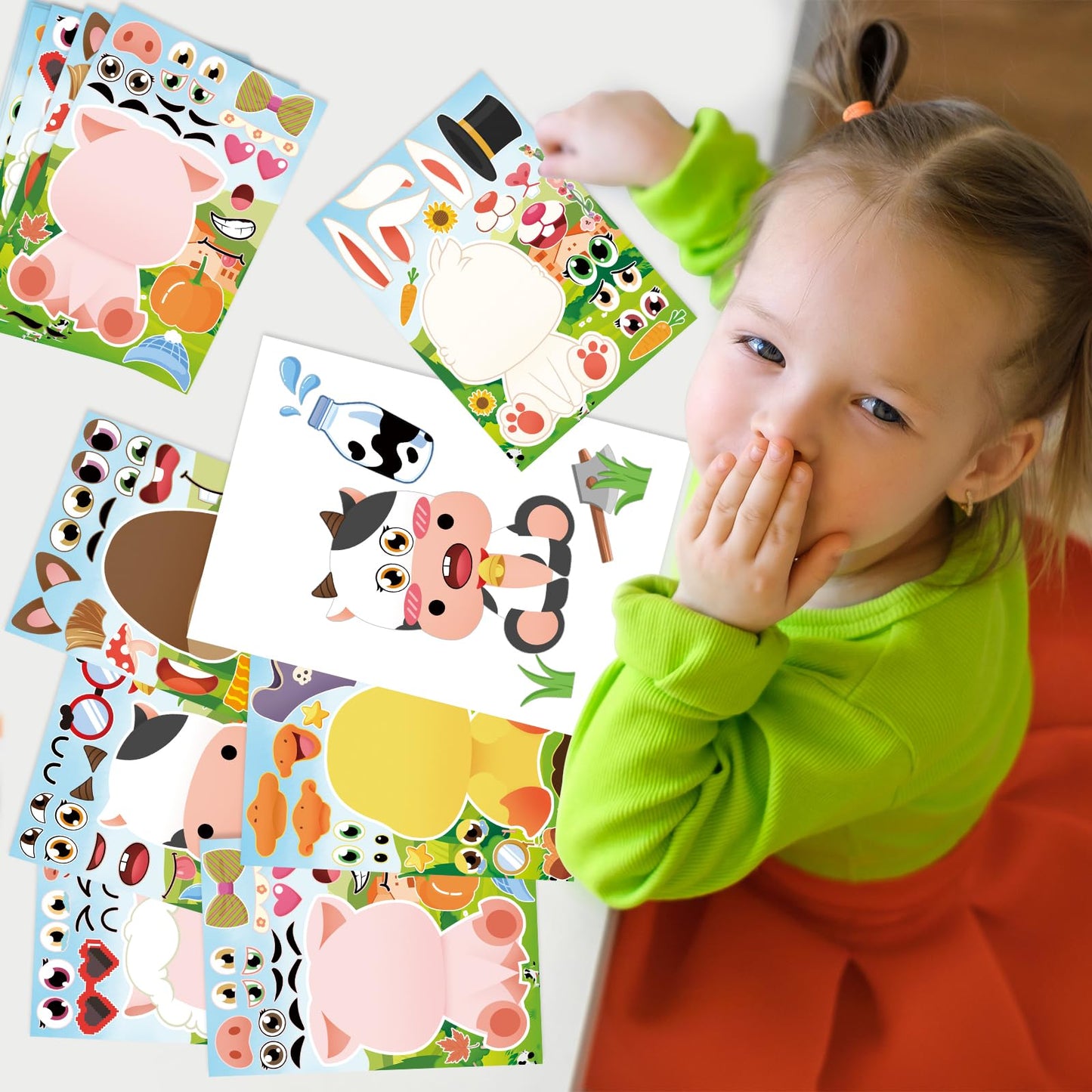 DMIGHT Farm Animals Birthday Party Favors Set — 82 Pcs Barnyard Masks & Accessories