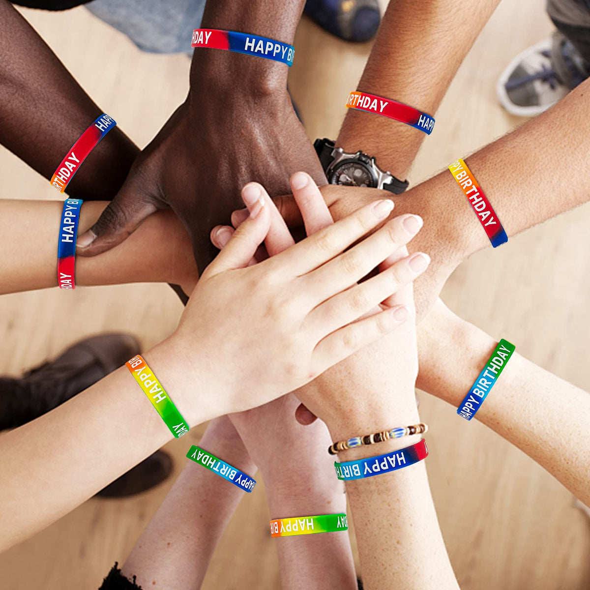 Dminya Happy Birthday Silicone Wristbands – 30-Pack Colorful Rubber Bracelets for Party Favors