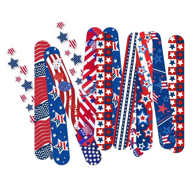 Dminya 50 Pcs Fourth of July Slap Bracelets – Patriotic Party Favors & Classroom Prizes