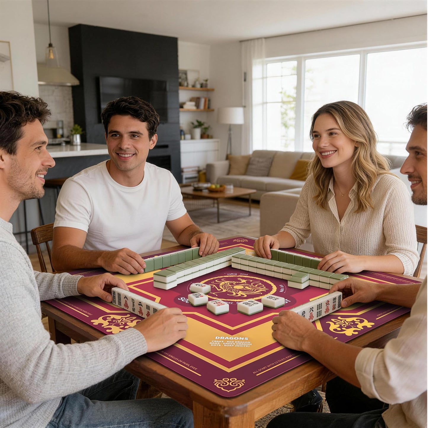 DMJHJY Mahjong Mat 31x31 — Non-Slip, Noise-Reducing Surface with Carry Bag for American Mah Jongg