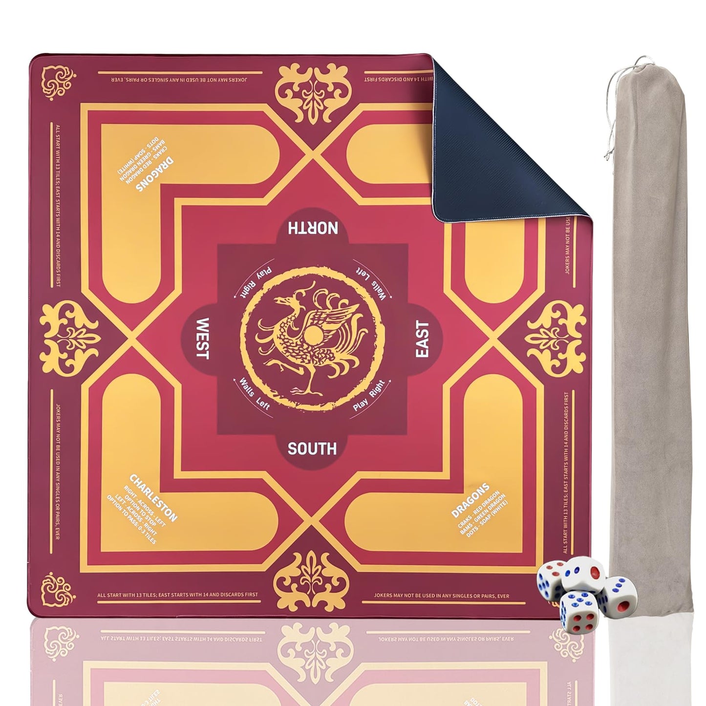 DMJHJY Mahjong Mat 31x31 — Non-Slip, Noise-Reducing Surface with Carry Bag for American Mah Jongg