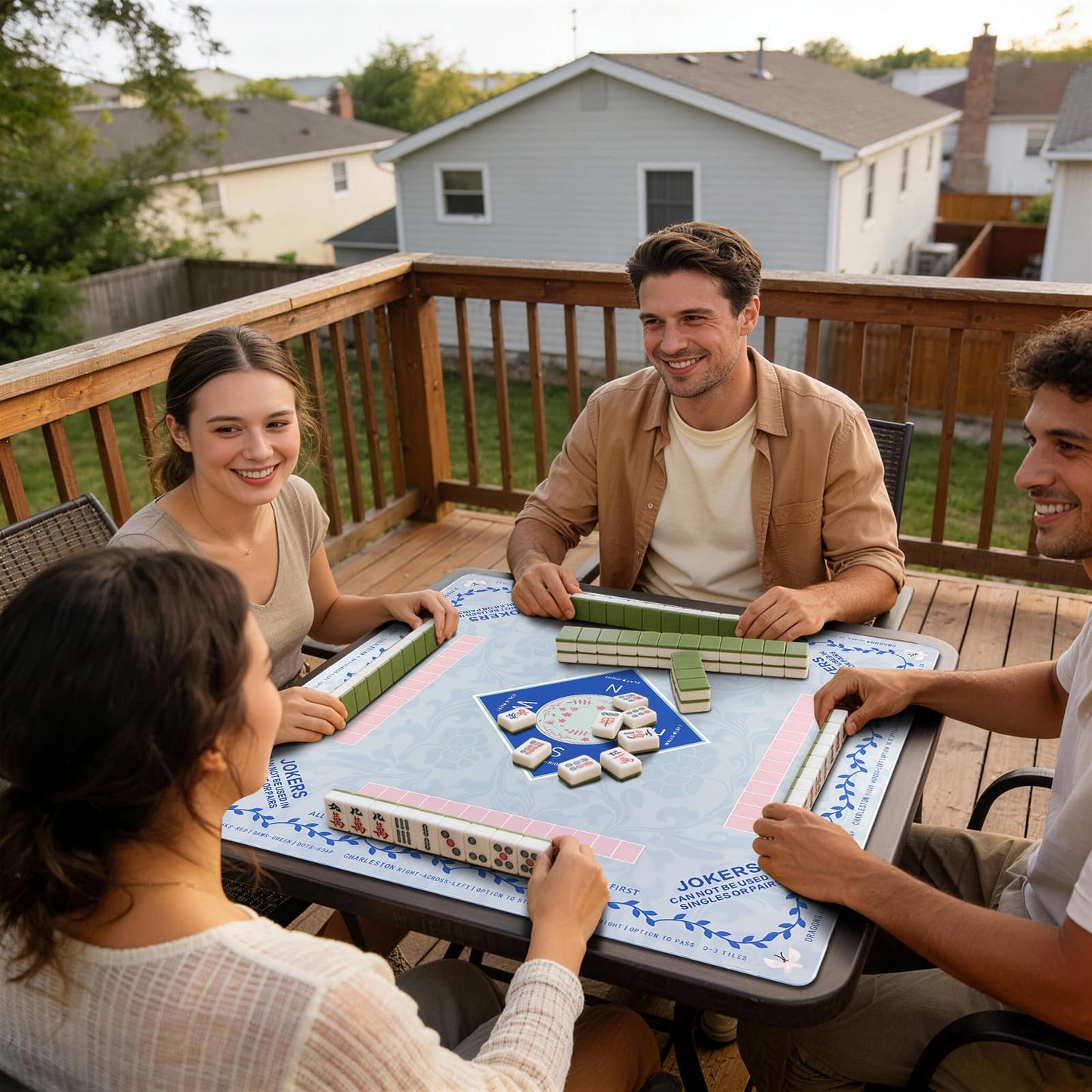 DMJHJY Mahjong Mat 31x31 Inch – Non-Slip, Waterproof, Quiet Table Surface