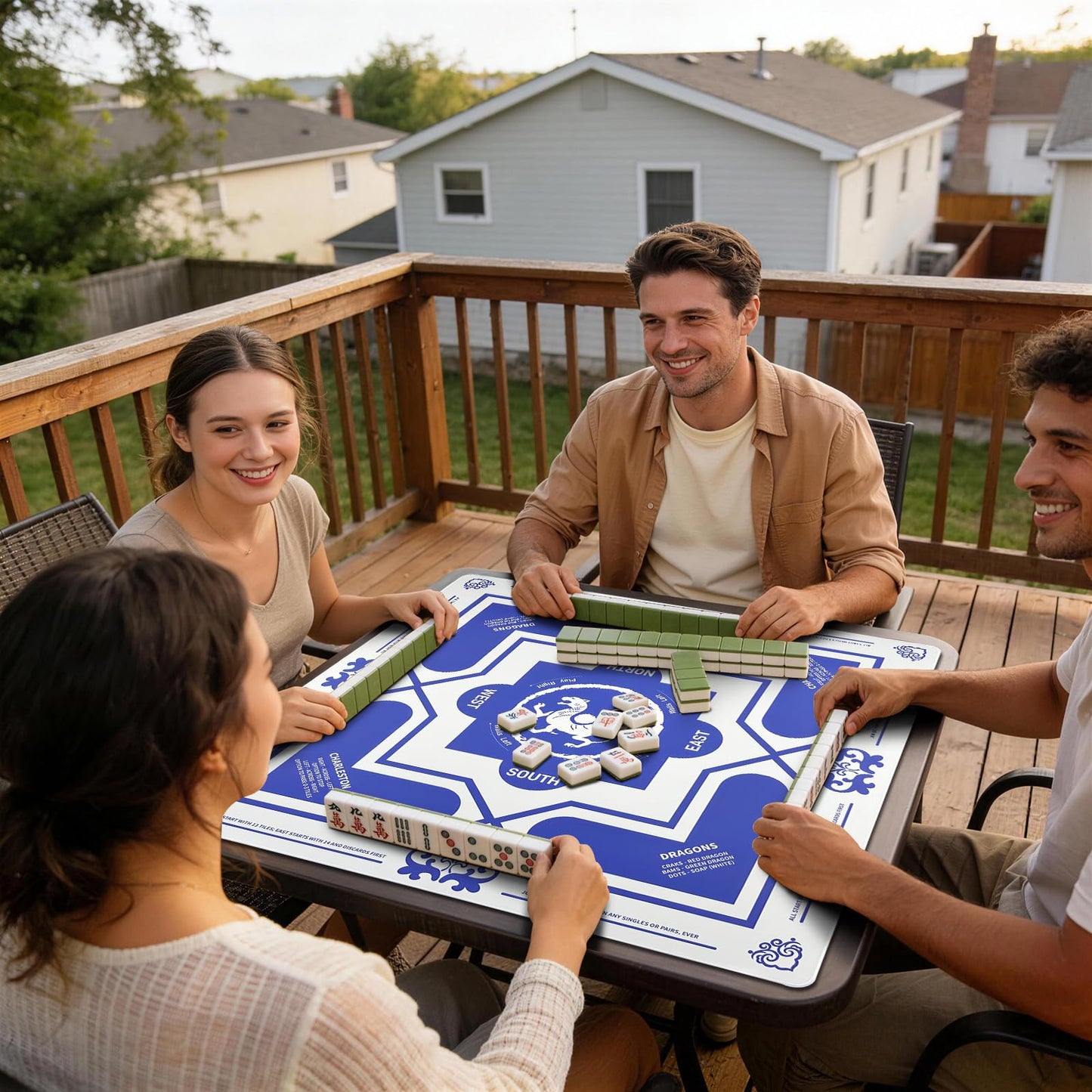 DMJHJY Mahjong Mat 31x31 — Non-Slip, Noise-Reducing Table Cover
