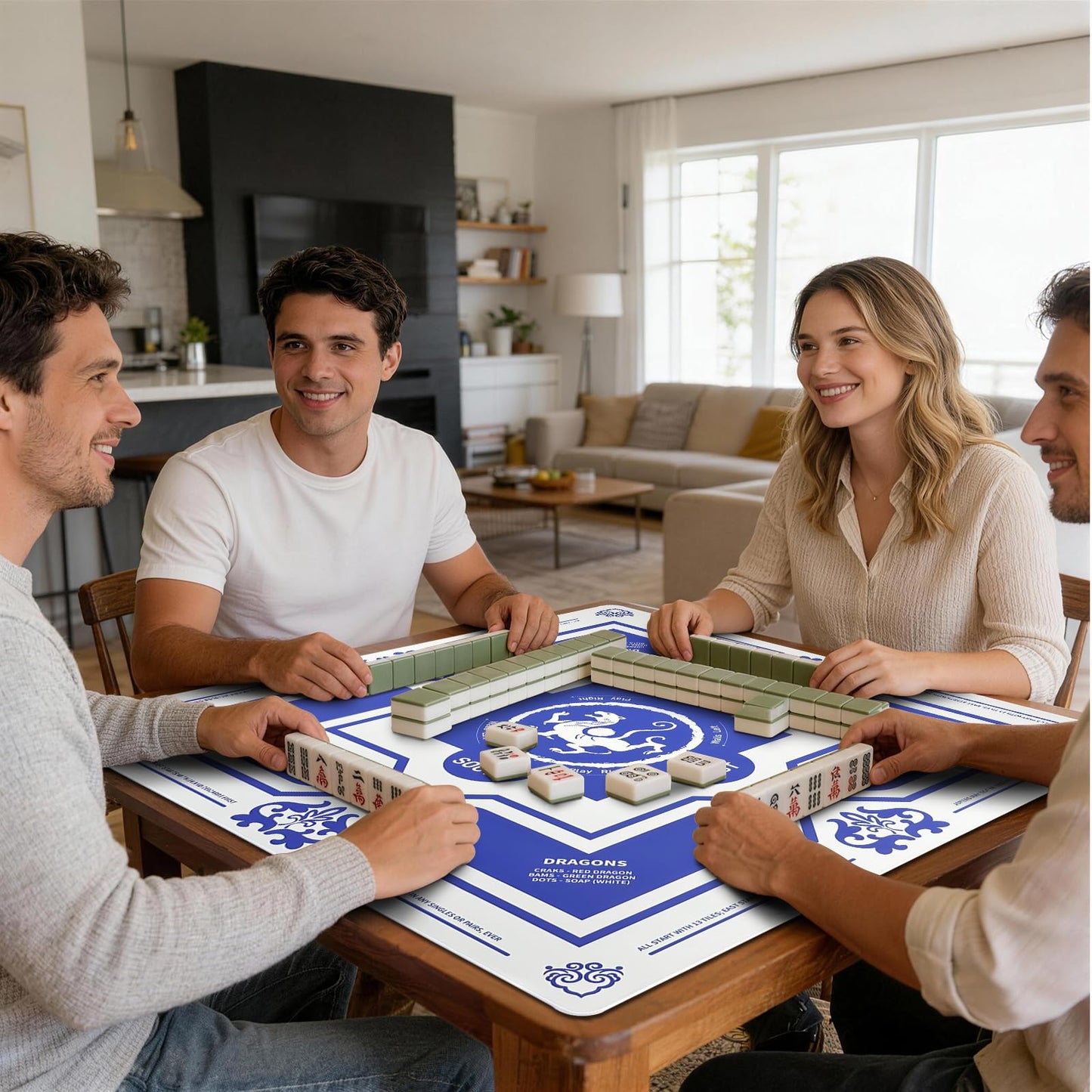 DMJHJY Mahjong Mat 31x31 — Non-Slip, Noise-Reducing Table Cover
