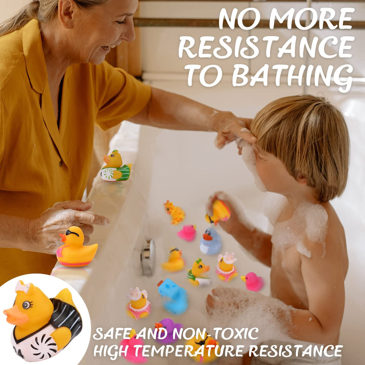 Dmsky 100 Pack Rubber Ducks in Bulk – Assorted Bath Toys, Party Favors & Jeep Ducking