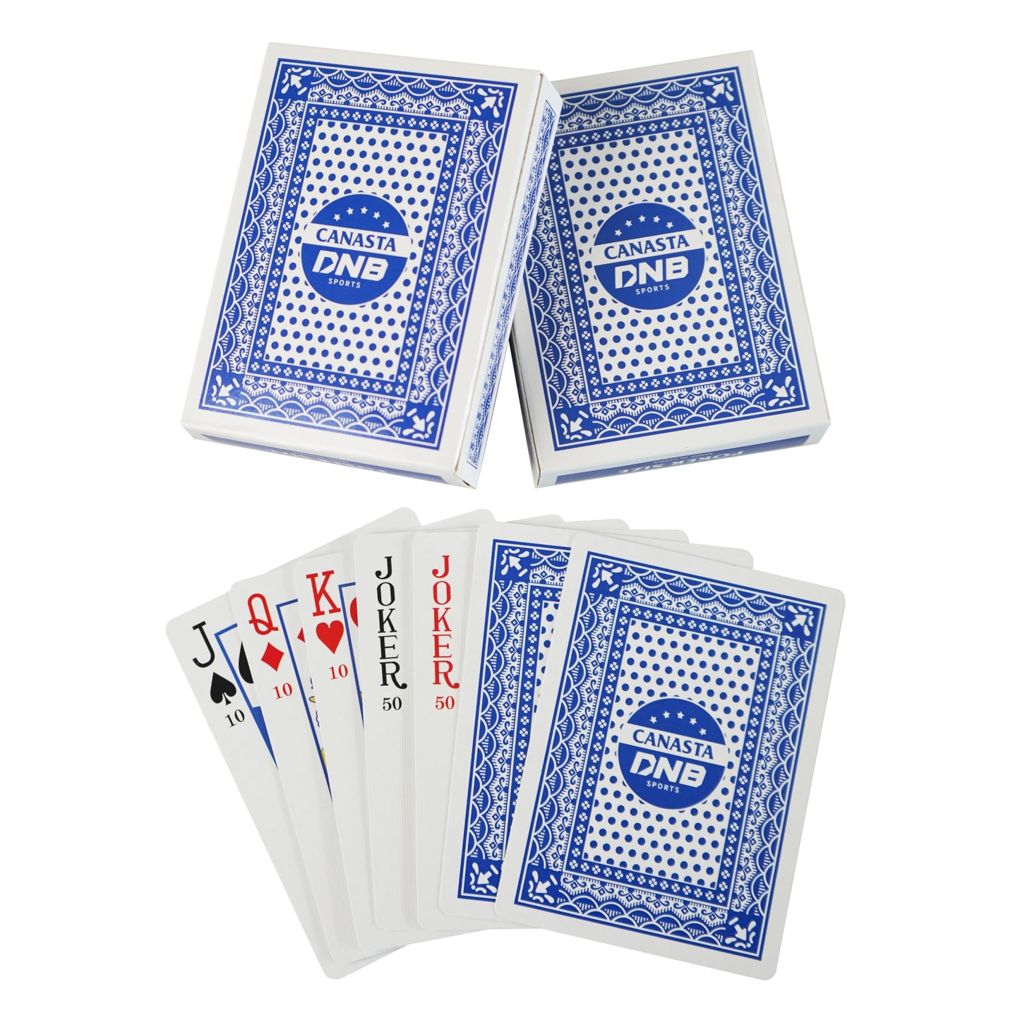 DNB SPORTS 2-Deck Canasta Cards – Blue Back with Point Values & Included Rules