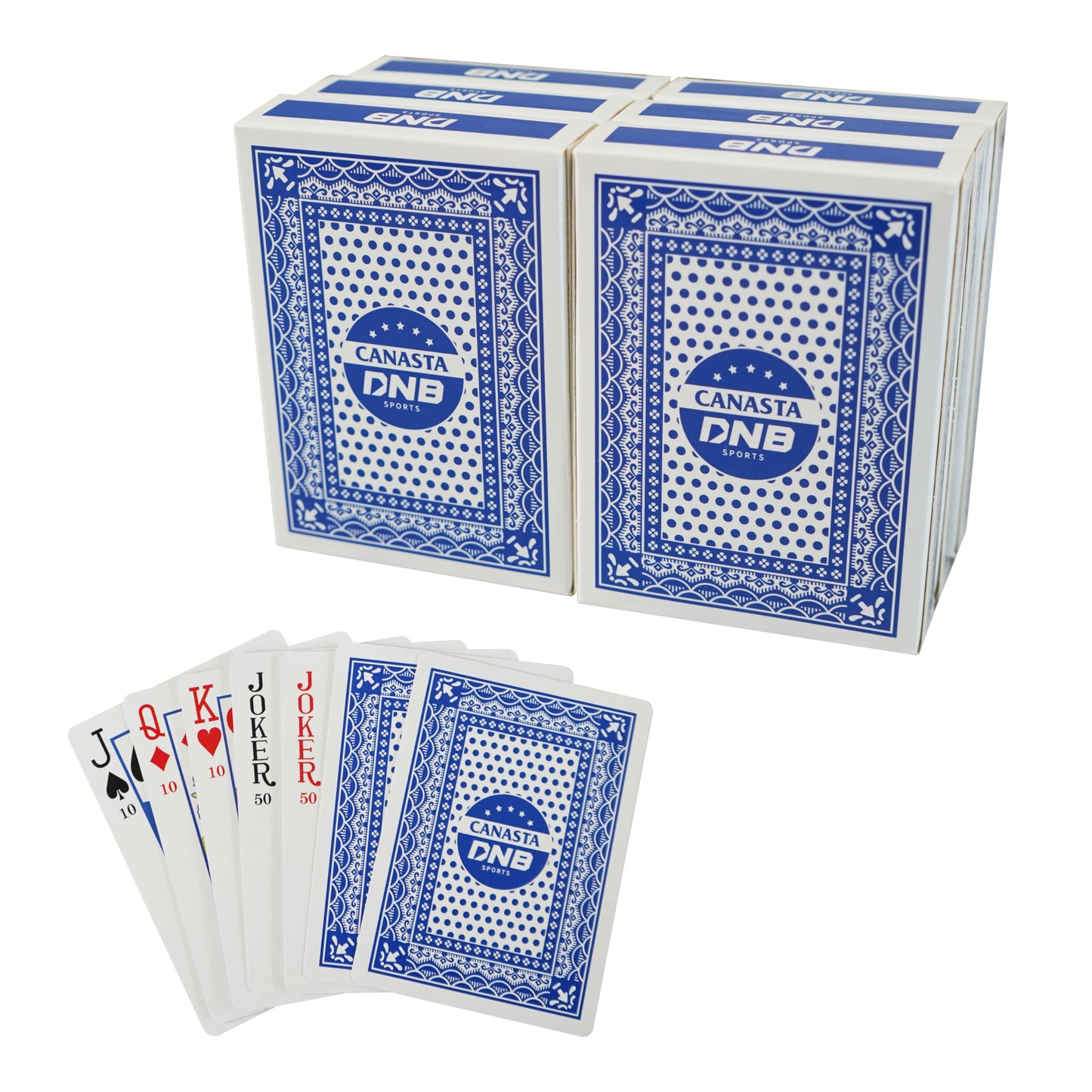 DNB SPORTS 6-Deck Canasta Cards - Blue Back with Point Values and Rules