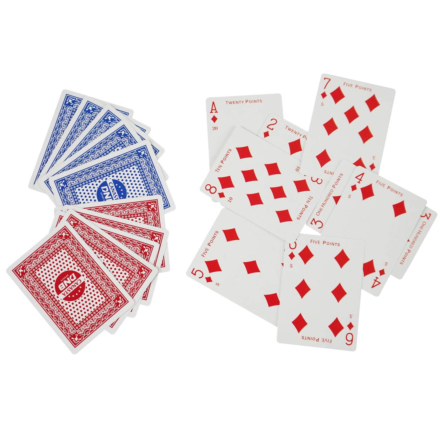 DNB SPORTS Canasta Cards – 12-Deck Set (6 Blue, 6 Red) with Point Values and Rules