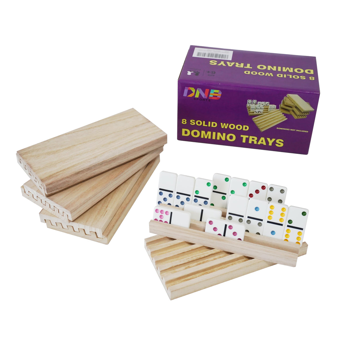 DNB SPORTS Wooden Domino Racks – 8-Pack, 5 Slots Each (Dominoes Not Included)