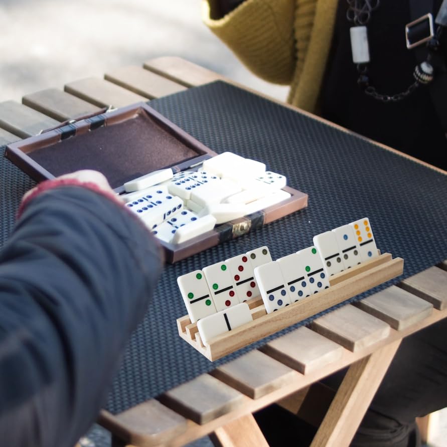DNB SPORTS Wooden Domino Racks - 8-Pack, 3-Slot Holders