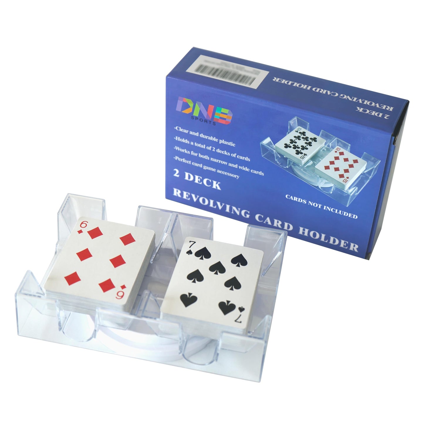 DNB Sports Revolving Card Tray – 2-Deck Canasta Holder (Plastic)