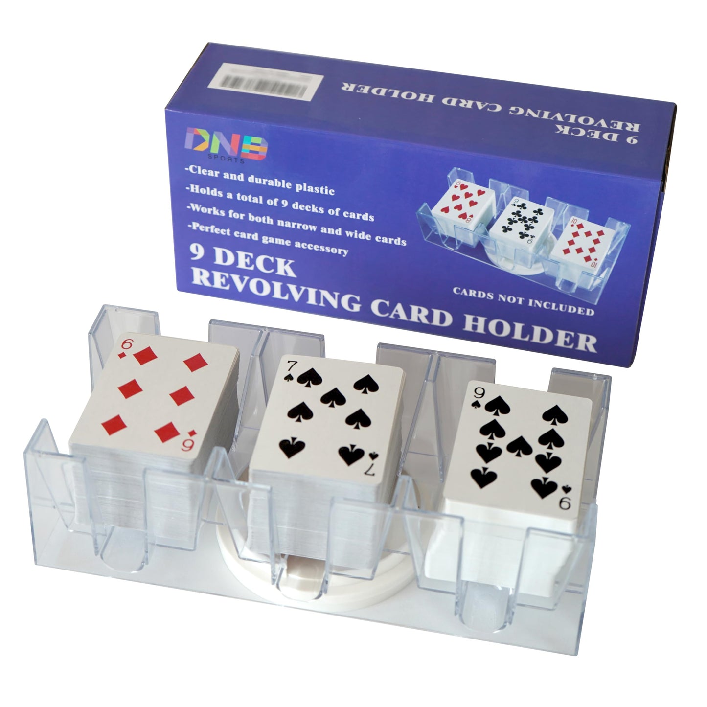 DNB Revolving Playing Card Tray - 9-Deck Plastic Rotating Canasta Card Holder | DNB SPORTS