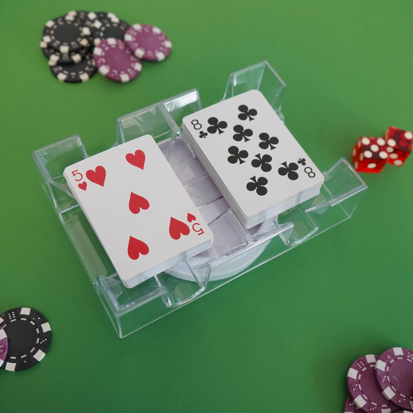 DNB Sports Revolving Card Tray – 2-Deck Canasta Holder (Plastic)