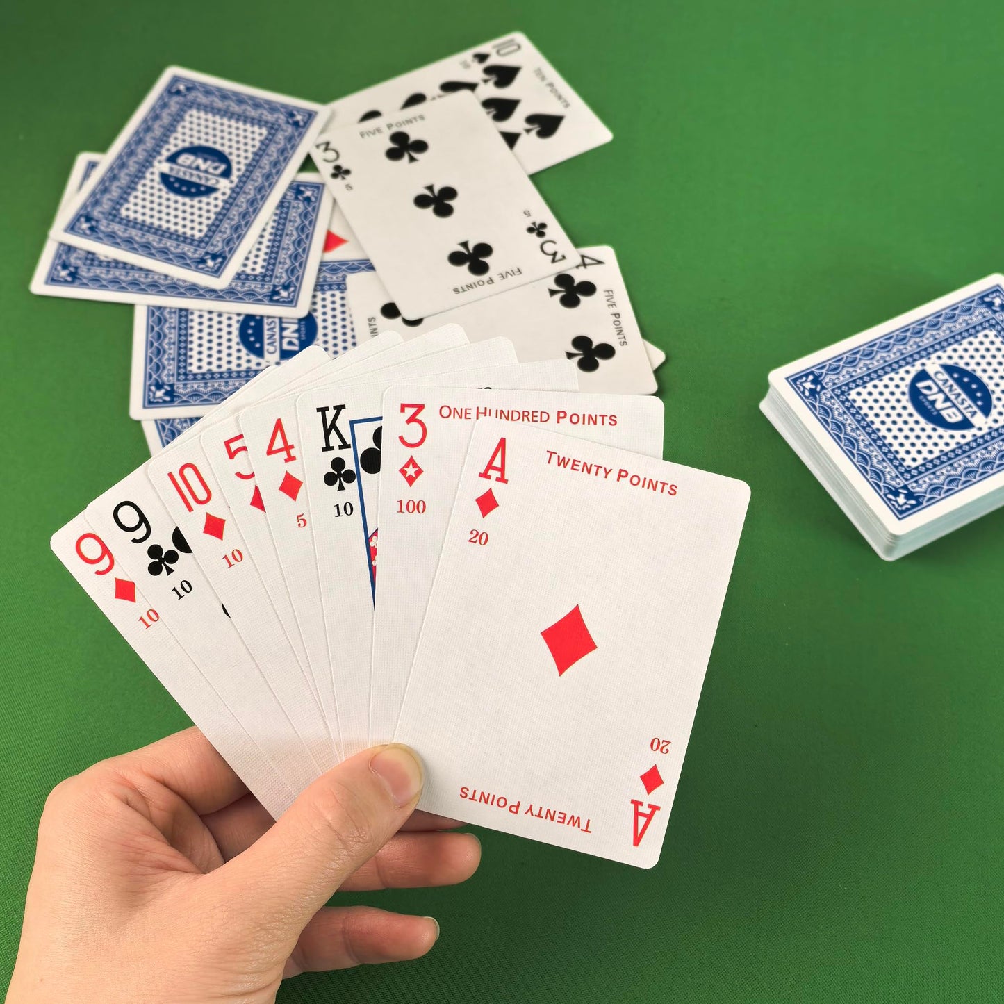 DNB SPORTS 2-Deck Canasta Cards – Blue Back with Point Values & Included Rules