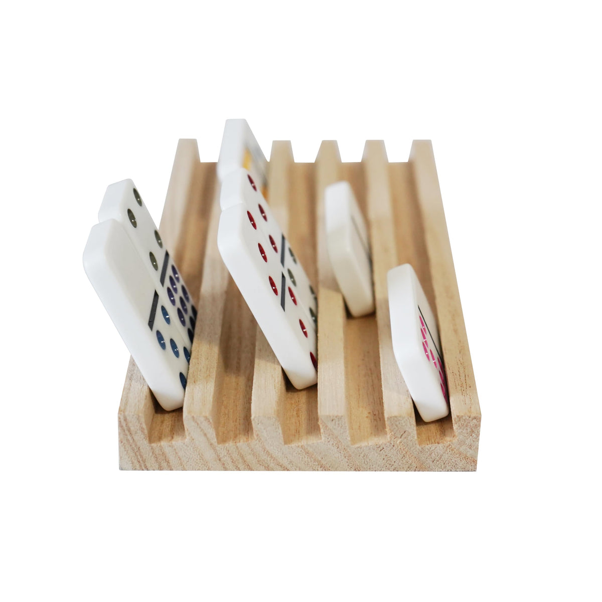 DNB SPORTS Wooden Domino Racks – 8-Pack, 5 Slots Each (Dominoes Not Included)