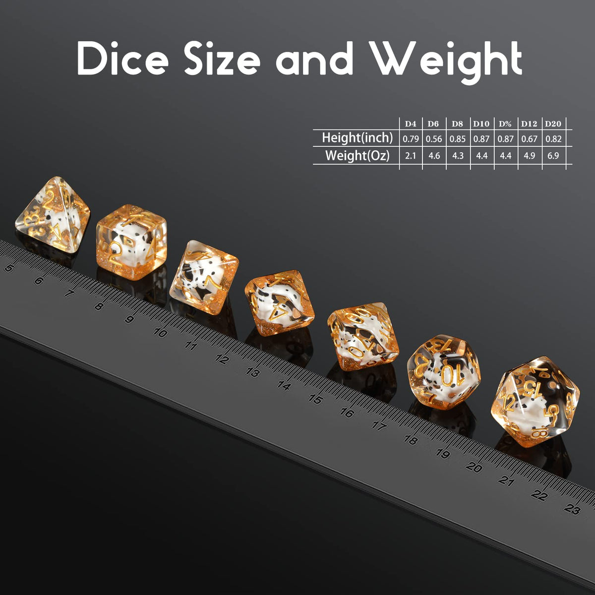 Cow DND Dice – DNDND 7-Piece Resin D&D Dice Set with Velvet Bag