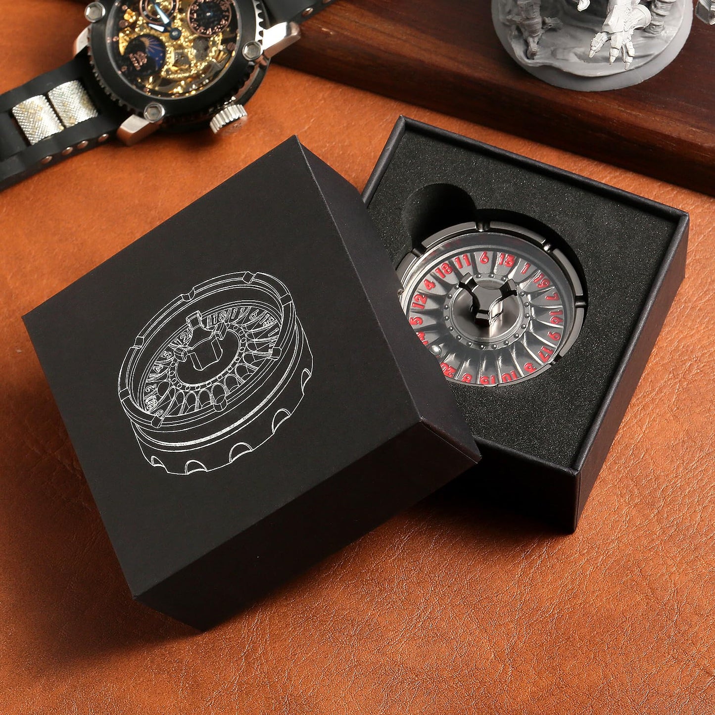 DNDND Roulette D20 Dice 50mm Metal – Dragon Engraved Base, Gift Box