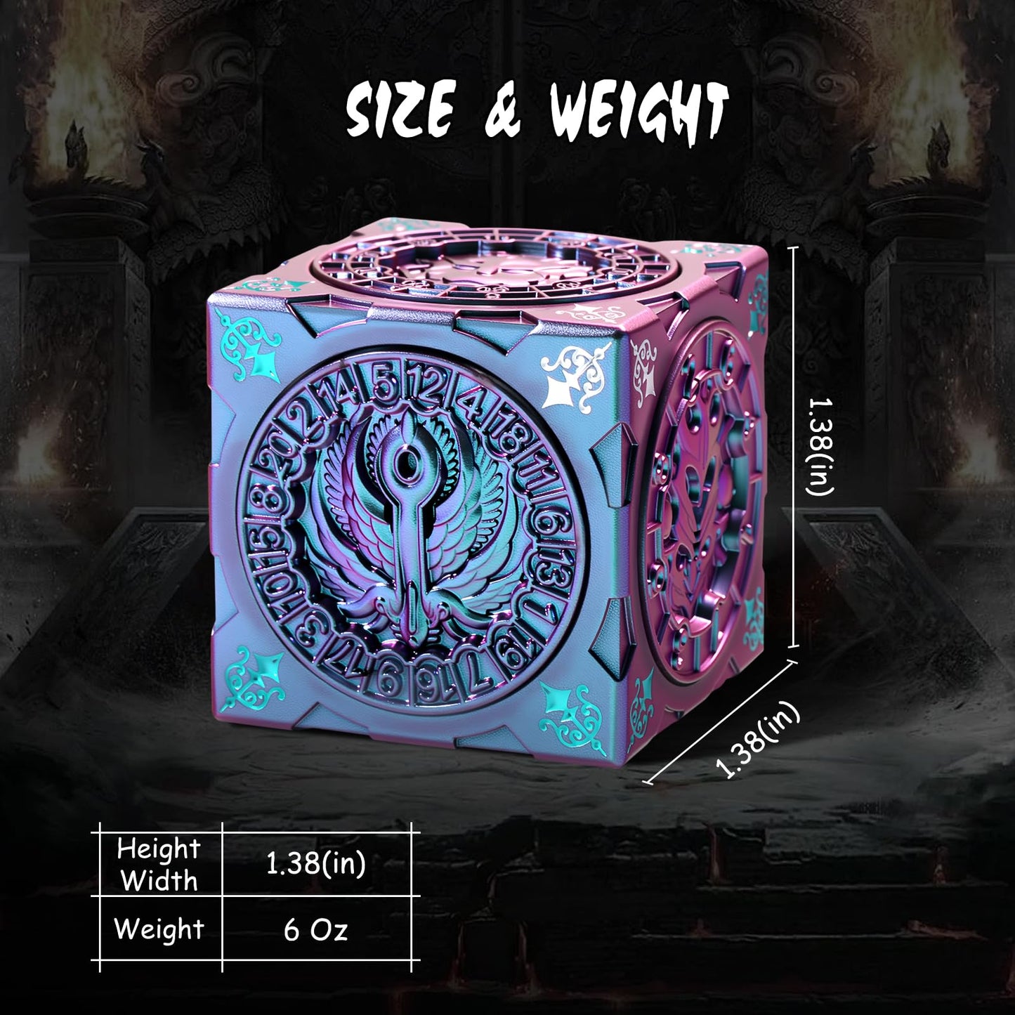 DNDND Purple-Blue Chameleon Spinner Dice – Color-Shifting Monster Cube for TTRPGs