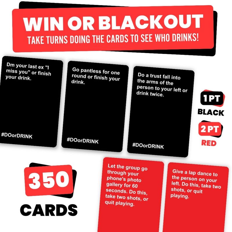 Do or Drink: Adult Drinking Card Games — 350 Cards, 175 Challenges for Parties & Gift Ideas