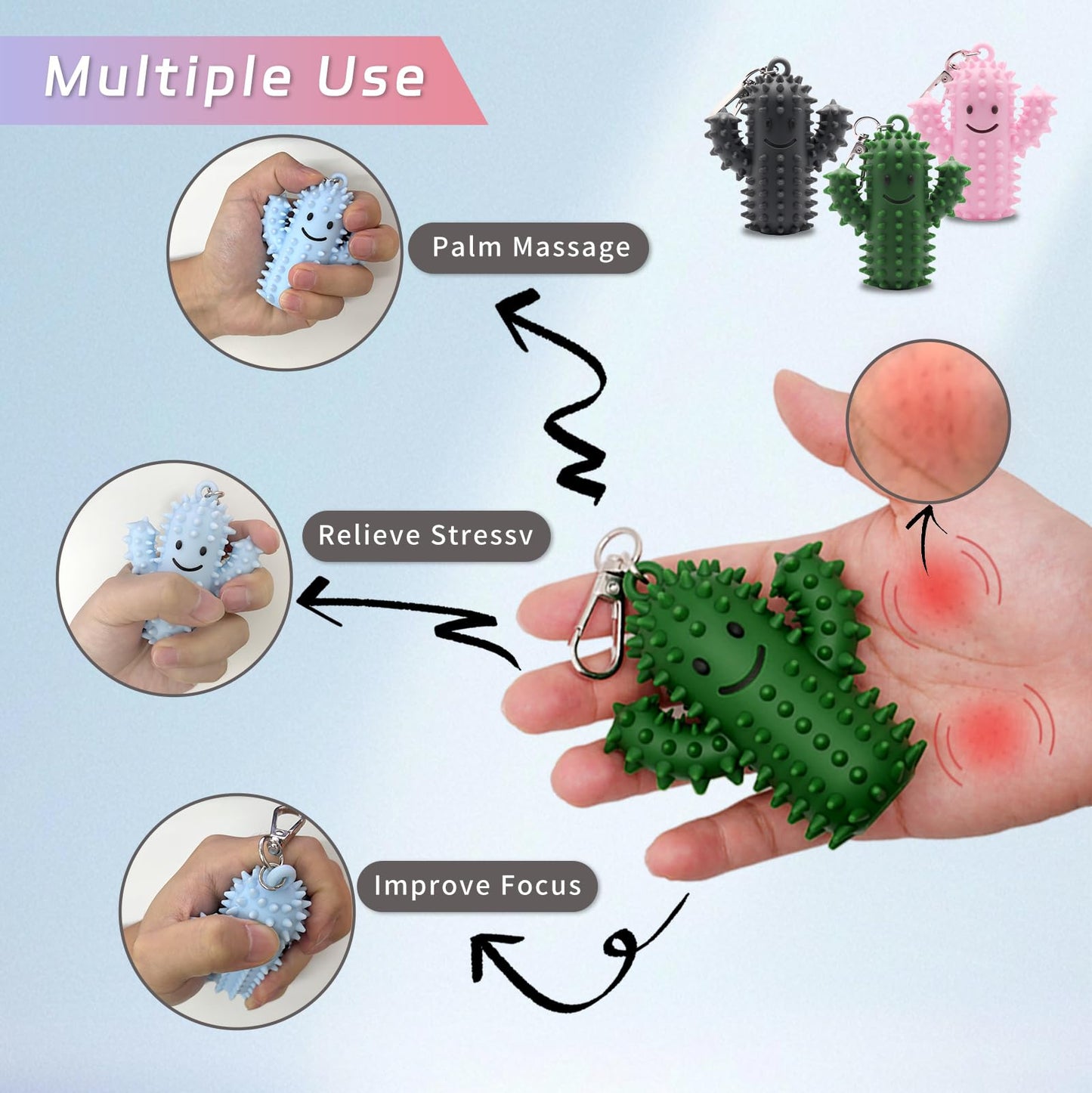 Doacpcr Little Ouchies Fidget – Silicone Cactus Stim Toy for Adults